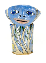 Load image into Gallery viewer, Asleep Awake Cup with Blue Trees and Yellow Flowers