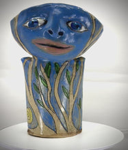 Load and play video in Gallery viewer, Asleep Awake Cup with Blue Trees and Yellow Flowers