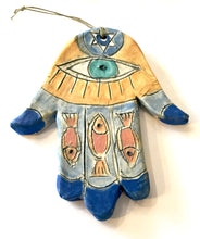 Load image into Gallery viewer, Clay Hamsa with Fish 2