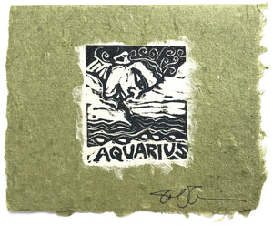 Aquarius Lino Print Card