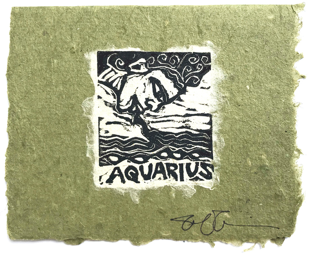 Aquarius Lino Print Card