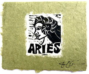 Aries Lino Print Card