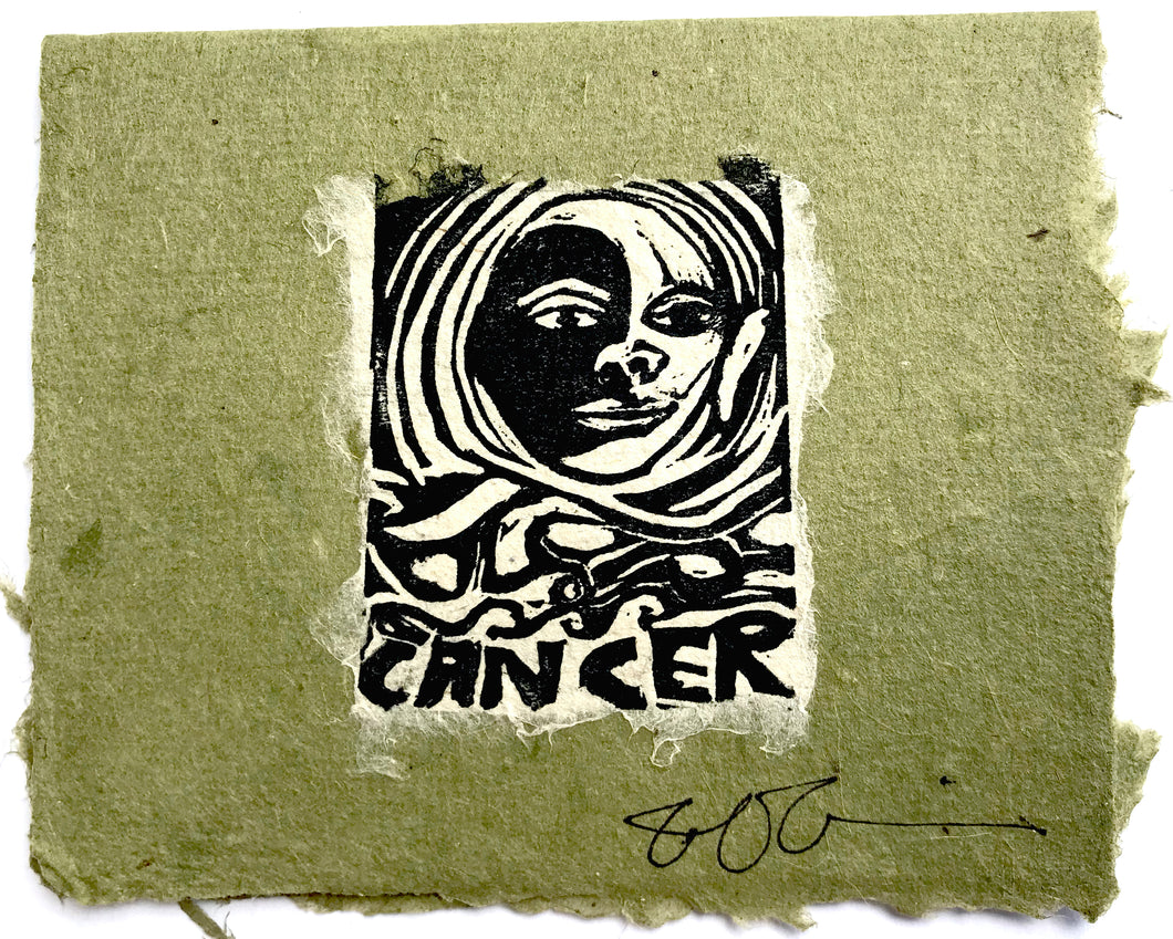 Cancer Lino Print Card