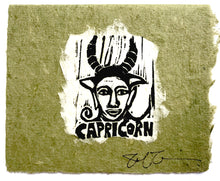 Load image into Gallery viewer, Capricorn Lino Print Card
