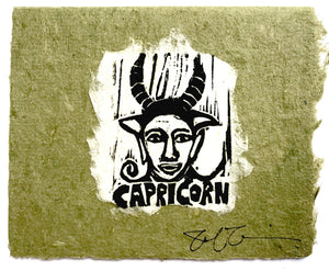 Capricorn Lino Print Card