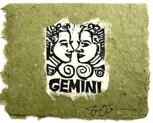 Gemini Lino Print Card