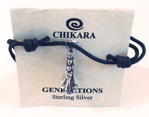 Generations on black knotted cord packaged