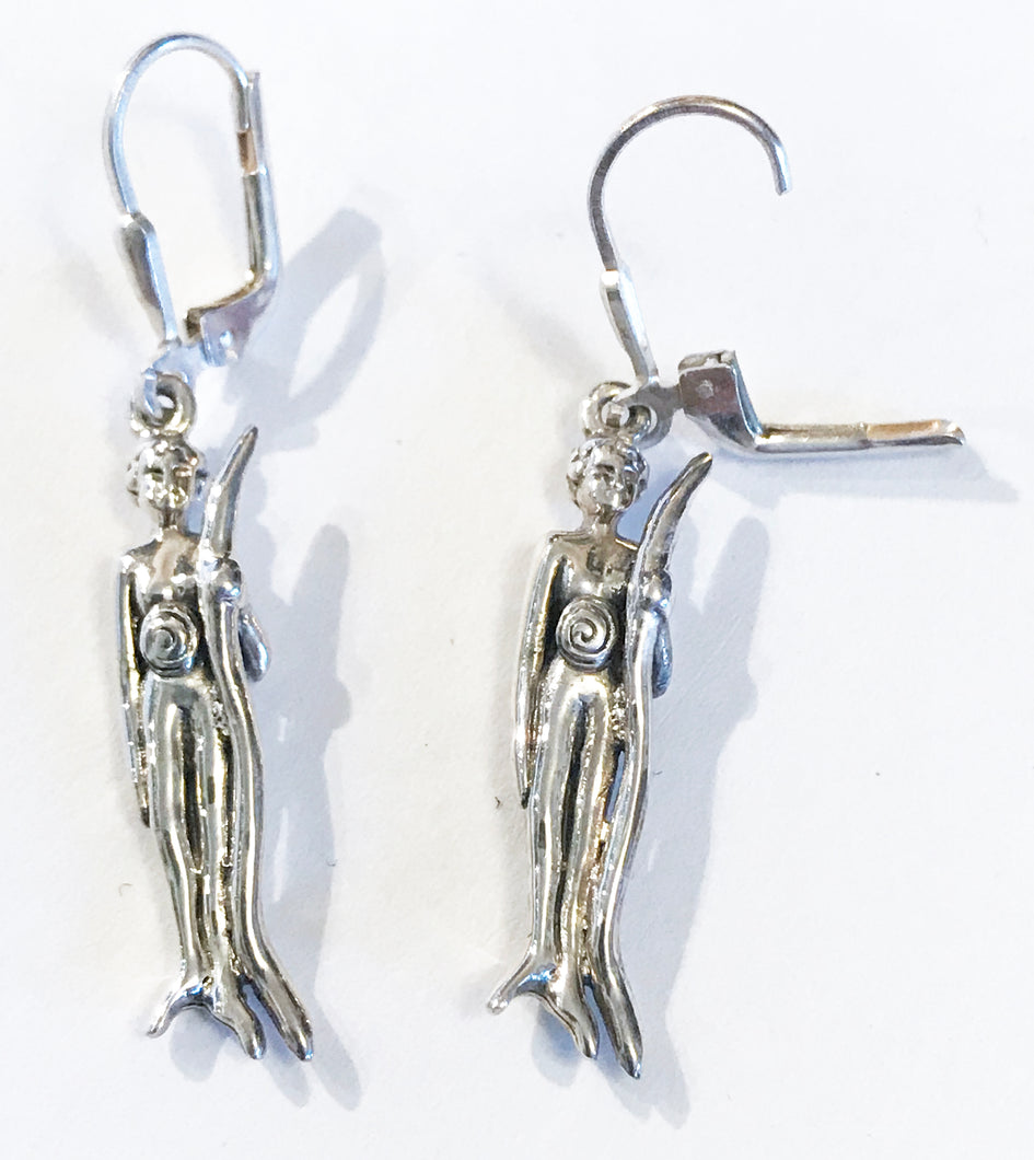 Earrings measure 1 1/4 inch with sterling silver lever back ear wires. (fish wire is also available upon request)