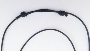 Sliding knotted cord adjusts in length from 14 to 24 inches