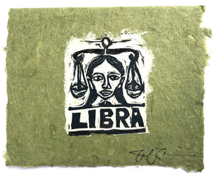 Libra Lino Print Card