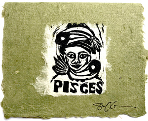 Pisces Lino Print Card