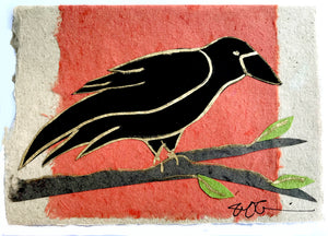 Raven Handmade Paper Totem Card