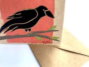 Raven Handmade Paper Totem Card