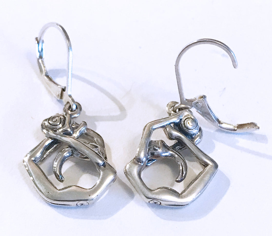 Earrings measure 1 1/4 inch with sterling silver lever back ear wires. (fish wire is also available upon request)