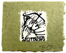 Load image into Gallery viewer, Sagittarius Lino Print Card
