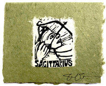 Load image into Gallery viewer, Sagittarius Lino Print Card