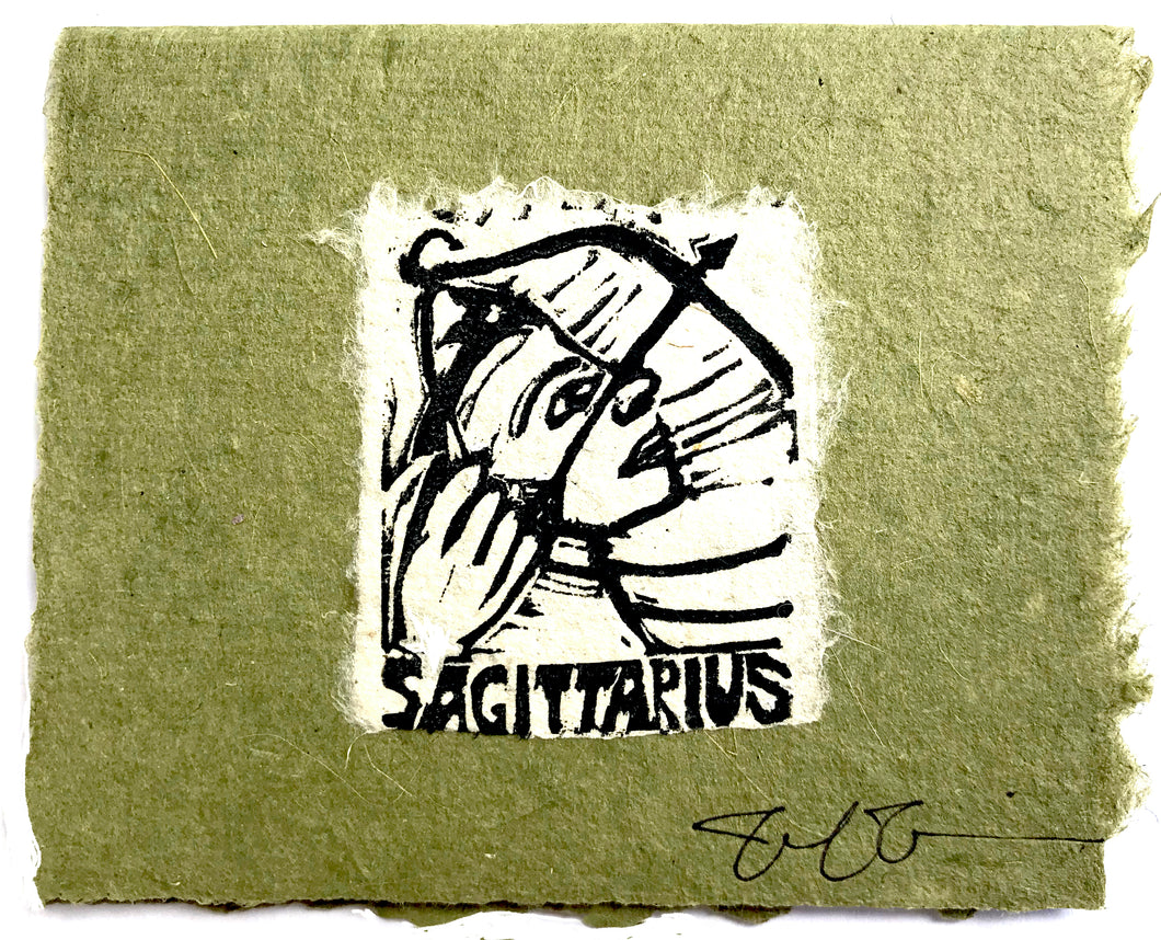 Sagittarius Lino Print Card
