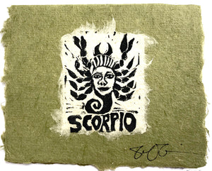 Scorpio Lino Print Card