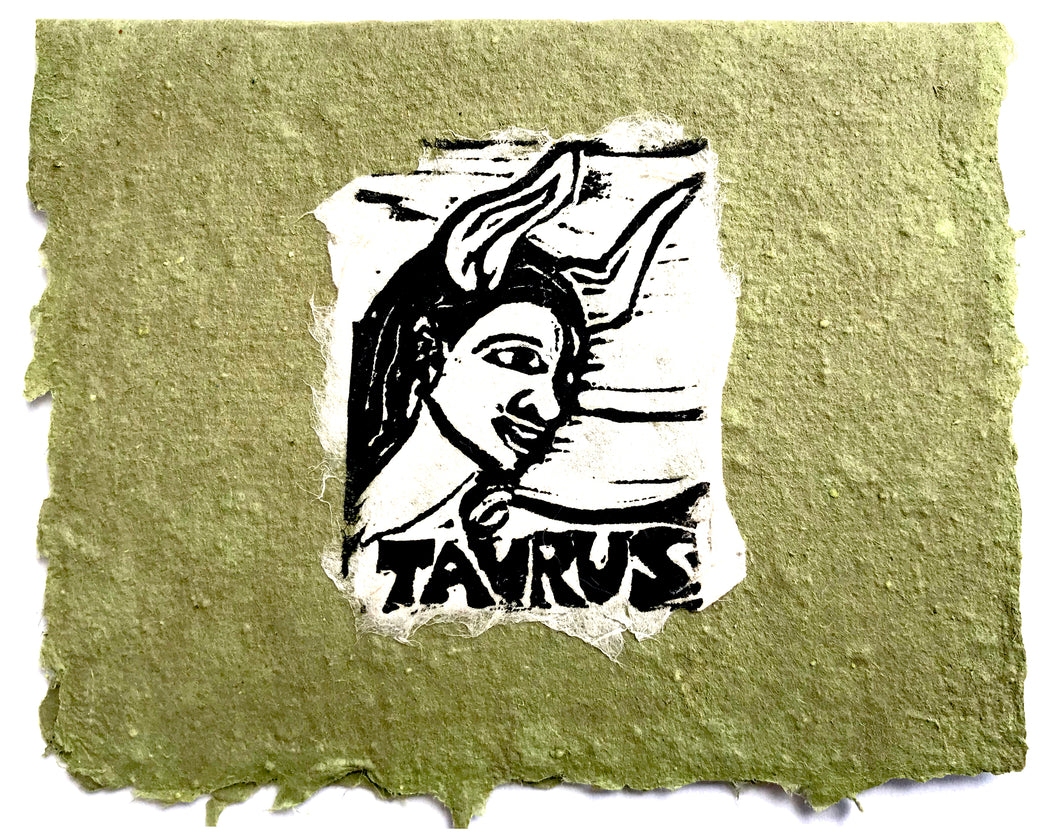 Taurus Lino Print Card
