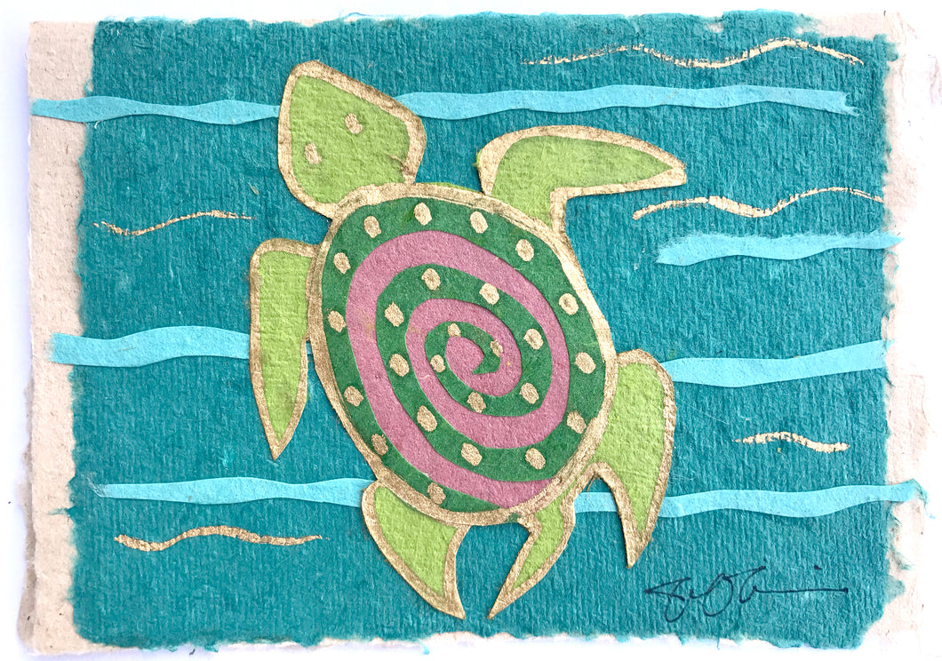 Turtle Handmade Paper Totem Card