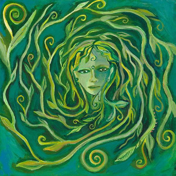 Vine Labyrinth Woman Cards and Prints