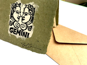 Gemini Lino Print Card