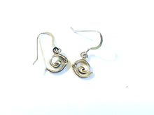 Load image into Gallery viewer, Earrings measure 3/8 inch with sterling silver fish wire ear wires.
