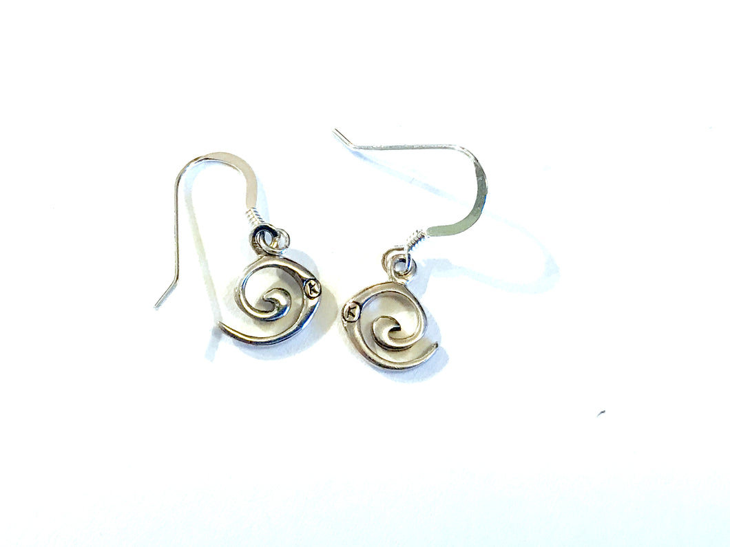 Earrings measure 3/8 inch with sterling silver fish wire ear wires.