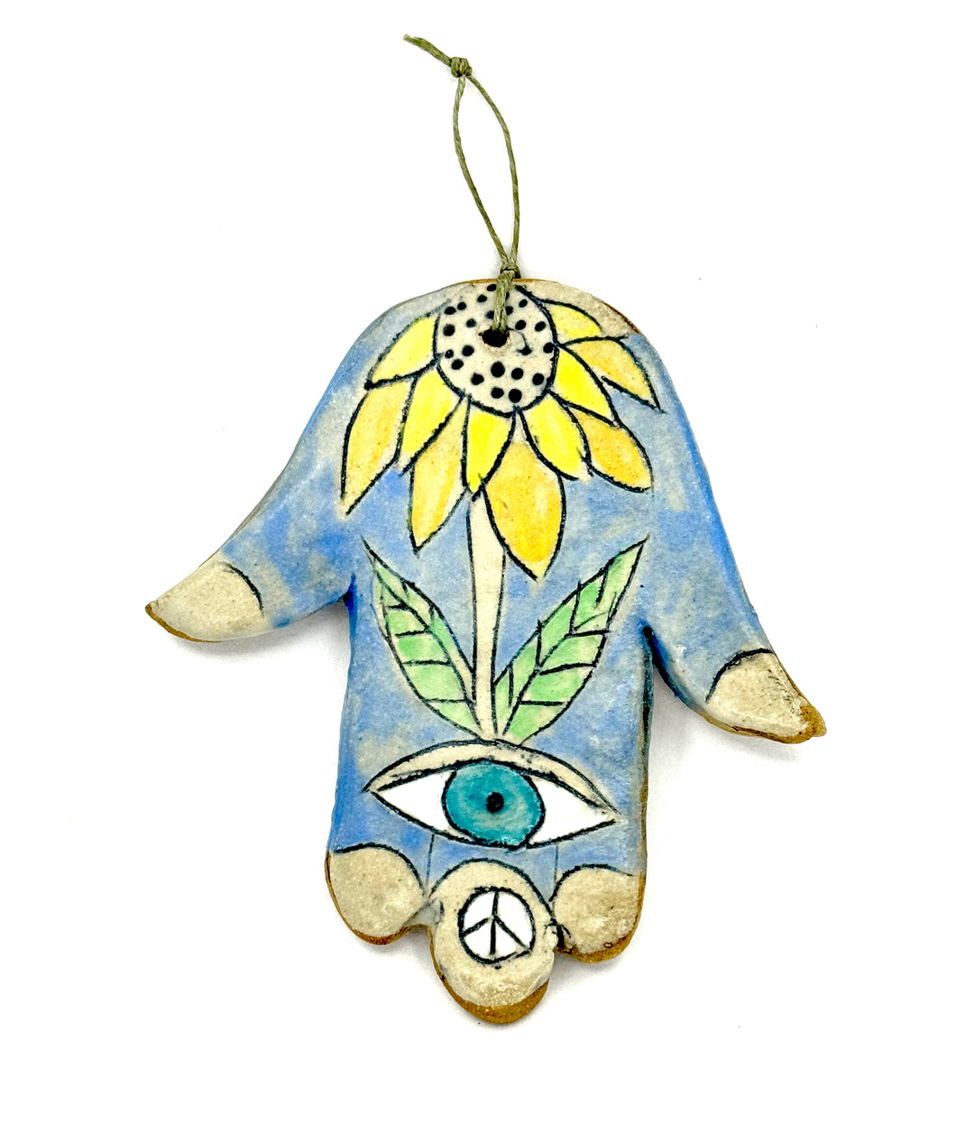 Clay Hamsa with Sunflower 2