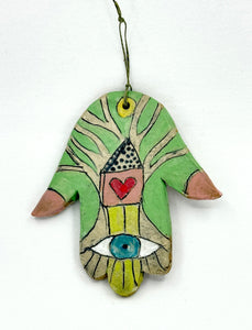 Clay Hamsa with Pink Love House 5