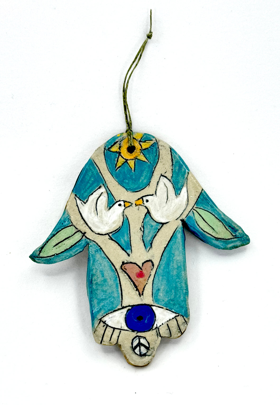 Clay Hamsa with Two Birds 2