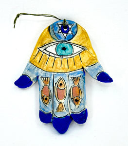 Clay Hamsa with Fish 2