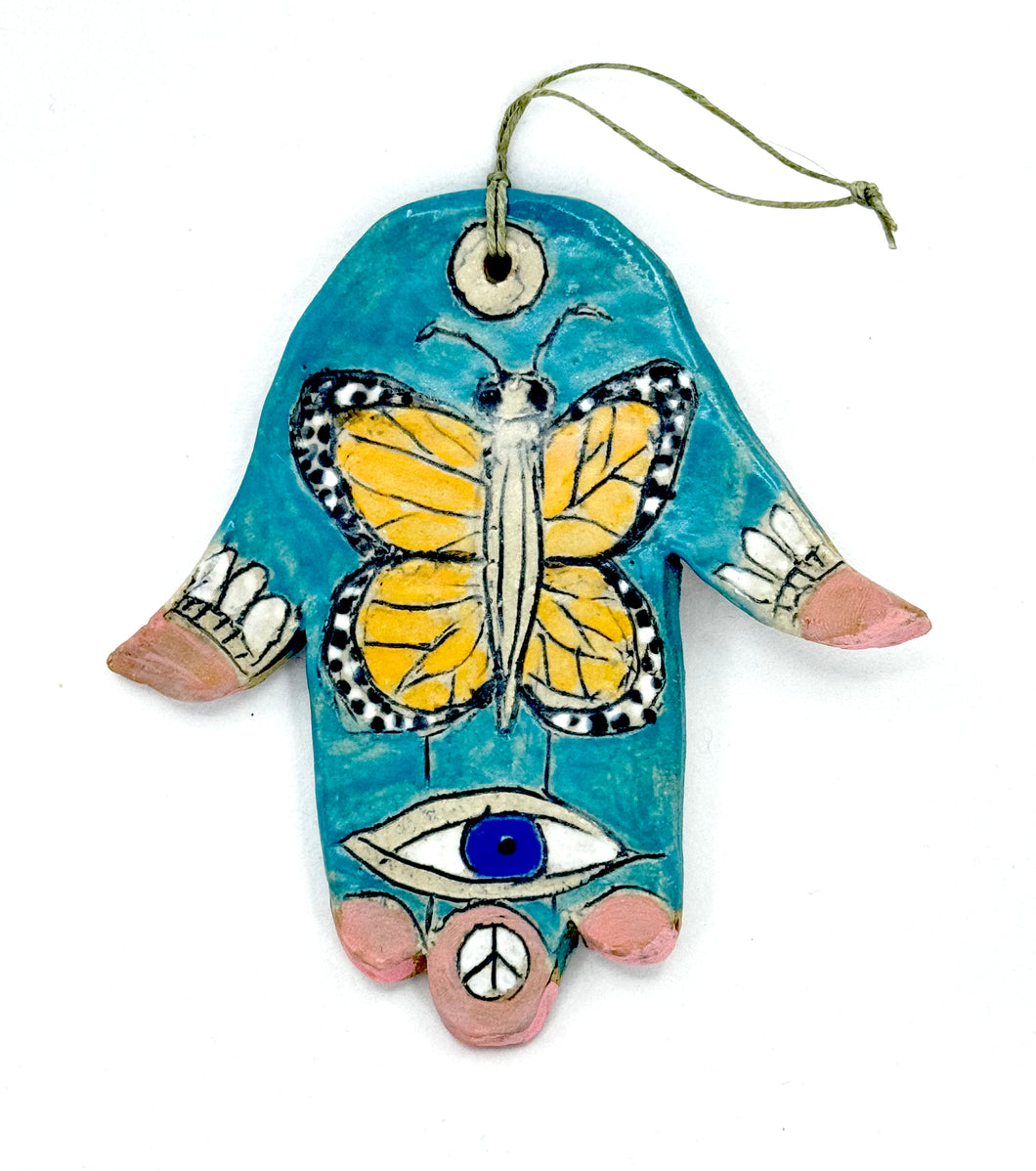 Clay Hamsa with Butterfly