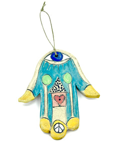 Clay Hamsa with Pink Love House 6