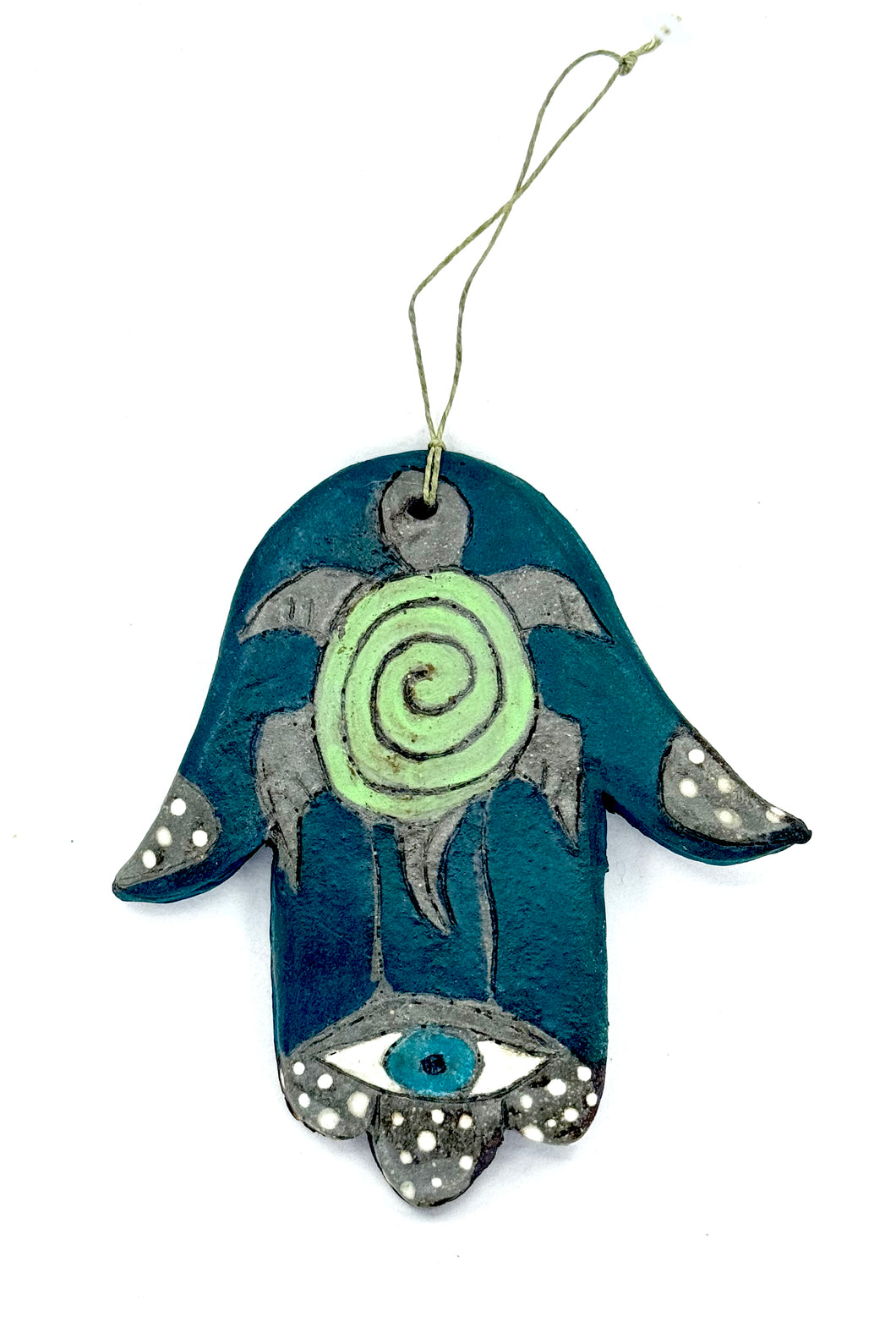 Clay Hamsa with Turtle 3