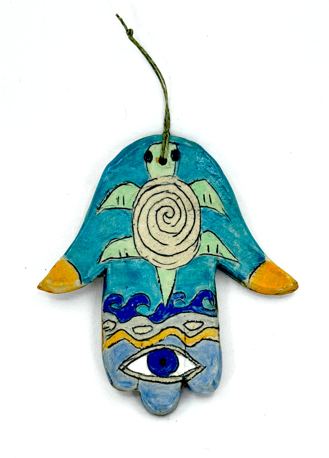 Clay Hamsa with Turtle 4