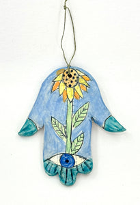 Clay Hamsa with Sunflower 1