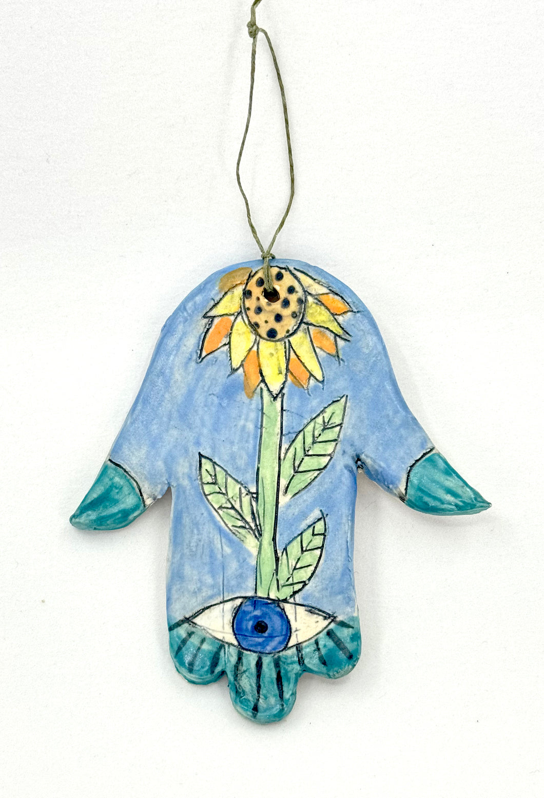 Clay Hamsa with Sunflower 1